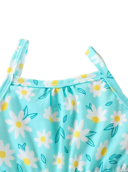 The Jenna - Baby Girl Floral Print Suspender Jumpsuit with Matching Bag Summer Outfit