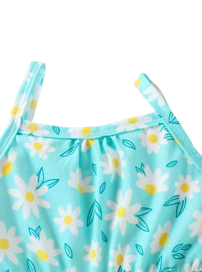 The Jenna - Baby Girl Floral Print Suspender Jumpsuit with Matching Bag Summer Outfit