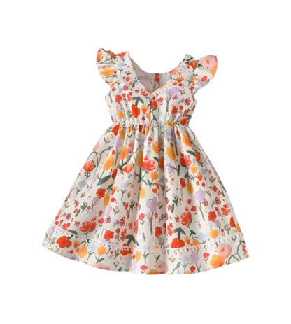 The Coraline - Girls Spring Summer Flying Sleeve Dress Holiday Casual Princess Outfit