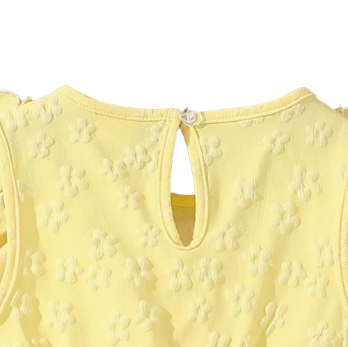 The Emberly - Girls Yellow Tulle Princess Dress O-Neck Fly Sleeve Bowknot Summer Outfit