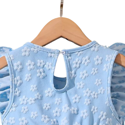The Emberly - Girls Yellow Tulle Princess Dress O-Neck Fly Sleeve Bowknot Summer Outfit
