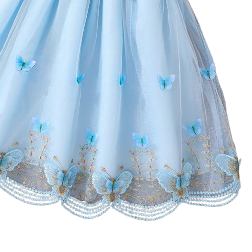 The Emberly - Girls Yellow Tulle Princess Dress O-Neck Fly Sleeve Bowknot Summer Outfit