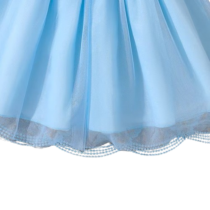 The Emberly - Girls Yellow Tulle Princess Dress O-Neck Fly Sleeve Bowknot Summer Outfit