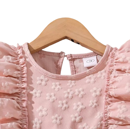 The Emberly - Girls Yellow Tulle Princess Dress O-Neck Fly Sleeve Bowknot Summer Outfit
