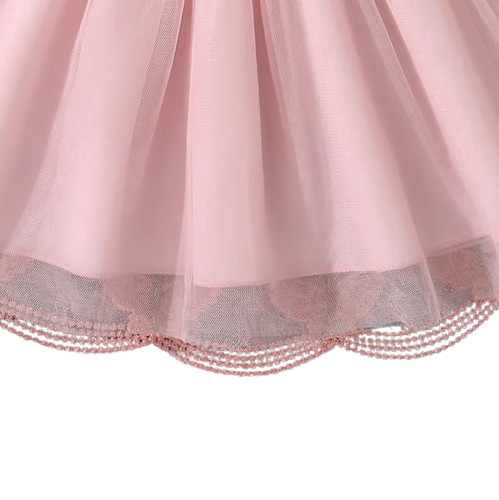 The Emberly - Girls Yellow Tulle Princess Dress O-Neck Fly Sleeve Bowknot Summer Outfit