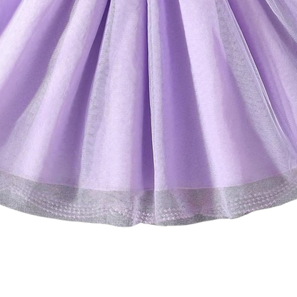 The Emberly - Girls Yellow Tulle Princess Dress O-Neck Fly Sleeve Bowknot Summer Outfit