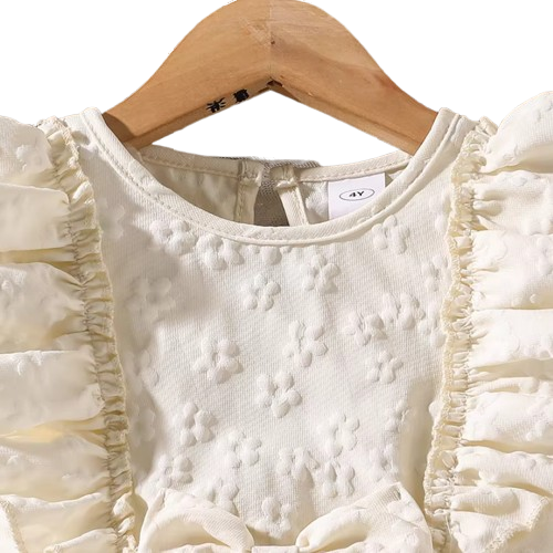 The Emberly - Girls Yellow Tulle Princess Dress O-Neck Fly Sleeve Bowknot Summer Outfit