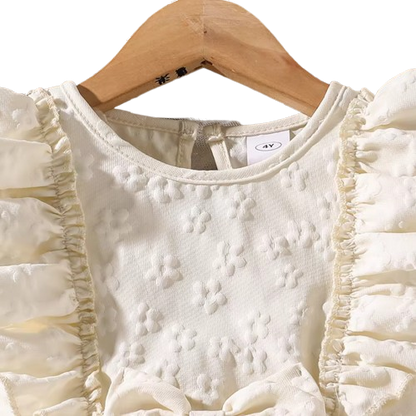 The Emberly - Girls Yellow Tulle Princess Dress O-Neck Fly Sleeve Bowknot Summer Outfit