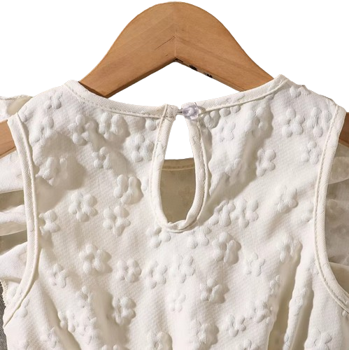 The Emberly - Girls Yellow Tulle Princess Dress O-Neck Fly Sleeve Bowknot Summer Outfit