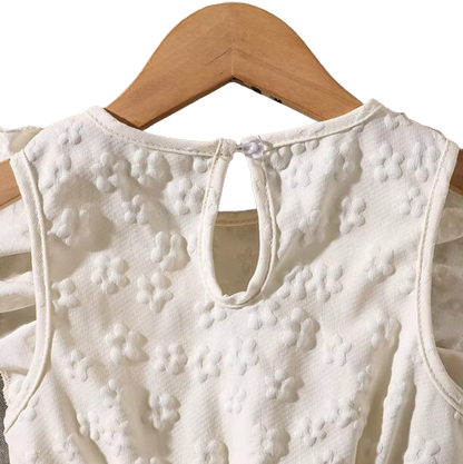 The Emberly - Girls Yellow Tulle Princess Dress O-Neck Fly Sleeve Bowknot Summer Outfit