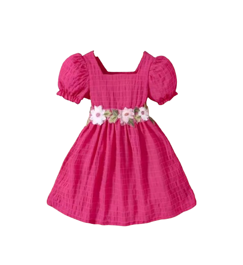 The Georgina - Girls Spring Summer Floral Embroidered Ruffle Sleeve Dress Casual Holiday Outfit