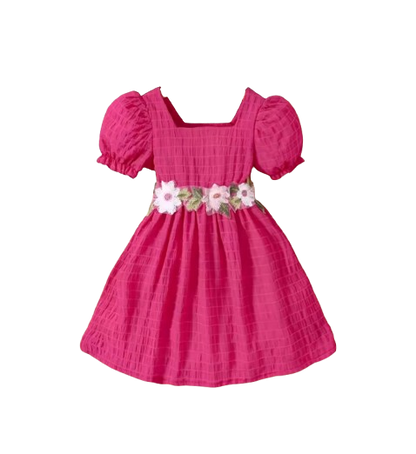 The Georgina - Girls Spring Summer Floral Embroidered Ruffle Sleeve Dress Casual Holiday Outfit