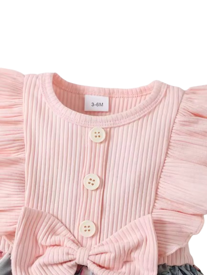 The Khaleesi - Girls Summer Cotton Dress Short Sleeve Round Neck Bow Headscarf Casual Outfit