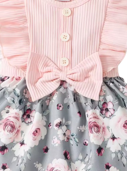 The Khaleesi - Girls Summer Cotton Dress Short Sleeve Round Neck Bow Headscarf Casual Outfit