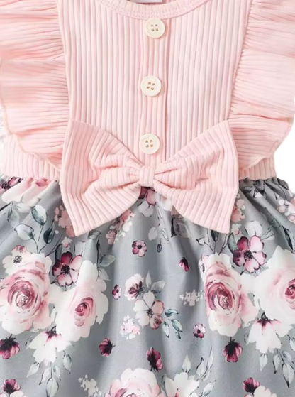 The Khaleesi - Girls Summer Cotton Dress Short Sleeve Round Neck Bow Headscarf Casual Outfit