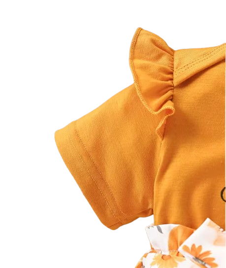The Billie - Baby Girl Letter Print Jumpsuit Short Sleeve Belt Detail Summer Casual Outfit