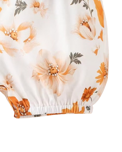 The Billie - Baby Girl Letter Print Jumpsuit Short Sleeve Belt Detail Summer Casual Outfit