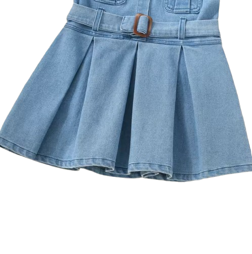 The Kinley - Baby Girl Summer Denim Sleeveless Dress Cute Casual Toddler Girl Outfit