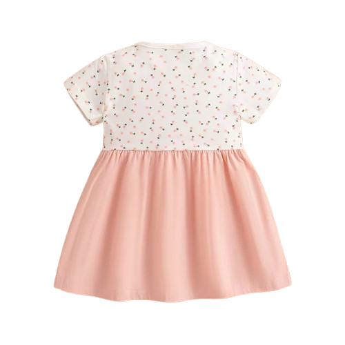 The Lara - Baby Girl Summer Floral Bunny Print Dress Cute Fake Two Piece Princess Outfit