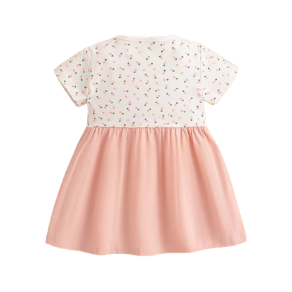The Lara - Baby Girl Summer Floral Bunny Print Dress Cute Fake Two Piece Princess Outfit