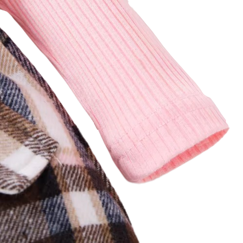 The Baylor - Girls Pink Long Sleeve Top Sling Dress Set Cute Casual Toddler Outfit