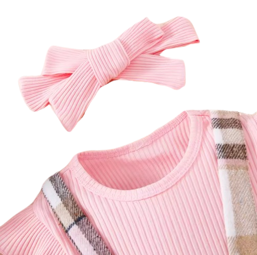 The Baylor - Girls Pink Long Sleeve Top Sling Dress Set Cute Casual Toddler Outfit