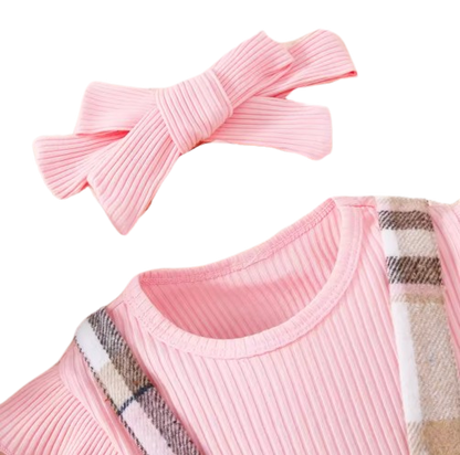 The Baylor - Girls Pink Long Sleeve Top Sling Dress Set Cute Casual Toddler Outfit