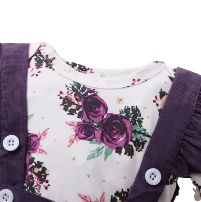 The Channing - Newborn Baby Girl 3PC Floral Romper Suspender Skirt & Headband Outfit