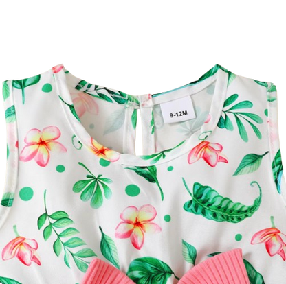 The Leilany - Baby Girl 2PC Floral Princess Dress & Short Sleeve Shawl Summer Outfit Set