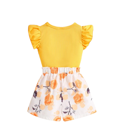 The Rowyn - Girls Summer Knitted Top & Floral Print Dress Set Breathable Casual Outfit