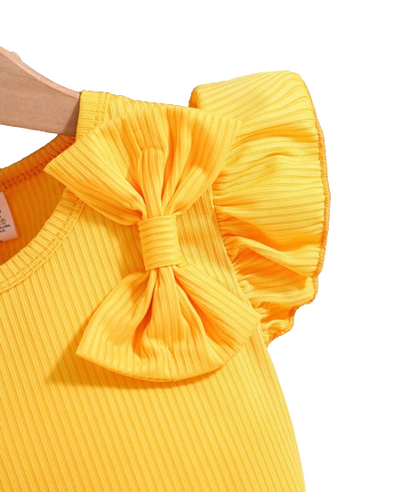 The Rowyn - Girls Summer Knitted Top & Floral Print Dress Set Breathable Casual Outfit