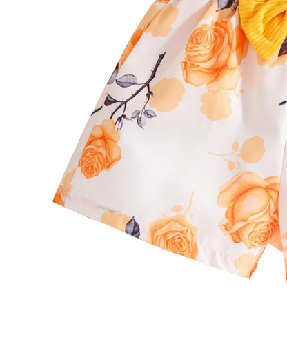 The Rowyn - Girls Summer Knitted Top & Floral Print Dress Set Breathable Casual Outfit