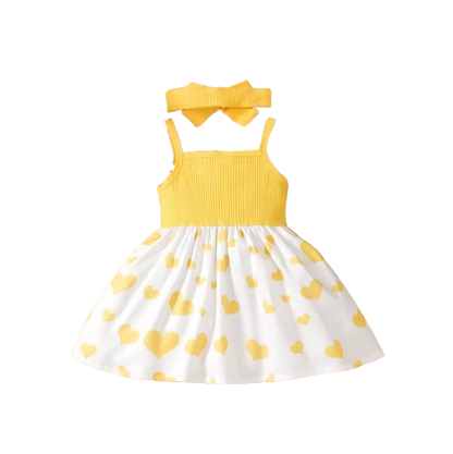 The Averie - Baby Girl Summer Heart Elephant Print Suspender Dress Cute Toddler Outfit