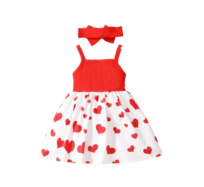 The Averie - Baby Girl Summer Heart Elephant Print Suspender Dress Cute Toddler Outfit