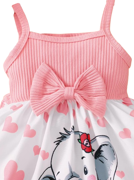 The Averie - Baby Girl Summer Heart Elephant Print Suspender Dress Cute Toddler Outfit
