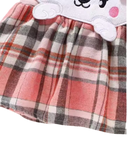 The Merritt - Newborn Girl Cartoon Romper Plaid Strap Skirt & Headband Cute Summer Outfit