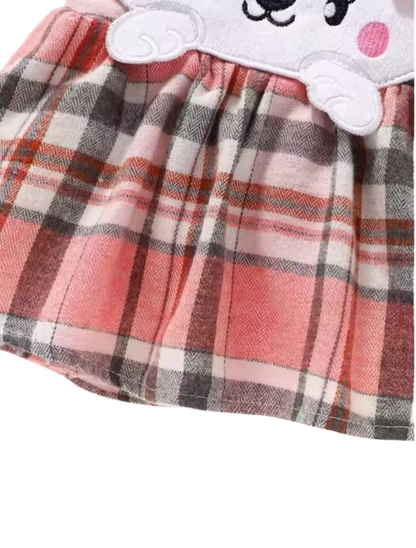 The Merritt - Newborn Girl Cartoon Romper Plaid Strap Skirt & Headband Cute Summer Outfit