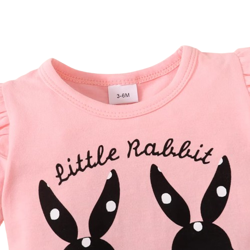The Angie - Baby Girl 3PC Rabbit Print T-Shirt Polka Dot Shorts & Headband Outfit
