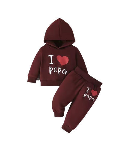 The Birch - Baby Unisex "I Love Papa" Print Solid Colour Hoodie