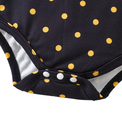 The Martha - Baby Girl 3-Piece Bee Outfit Set – Yellow Striped Bodysuit, Mesh Suspender Dress & Headwear