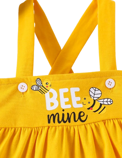 The Mckinley - Baby Girl 2-Piece Bee Outfit Set – Short Sleeve Printed Romper & Suspender Skirt | Summer Outfit