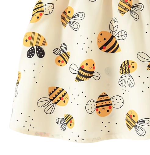 The Karsyn - Baby Girl Yellow Bee Dress Set – Cute Cartoon Bee Print Dress & Bow Headband