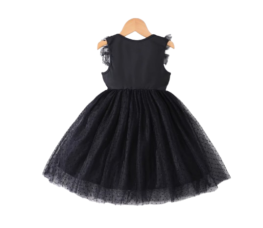 The Gwen - Girls Summer Polka Dot Velvet Mesh Dress – Flutter Sleeve Bow Princess Party Dress