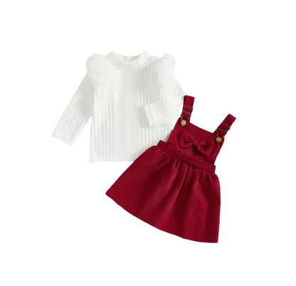 The Ramona - Baby Girls' 2-Piece Outfit Set – Long Sleeve Top and Sleeveless Dress, Solid Color Toddler Girl Clothing