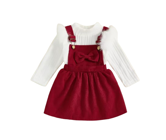 The Ramona - Baby Girls' 2-Piece Outfit Set – Long Sleeve Top and Sleeveless Dress, Solid Color Toddler Girl Clothing