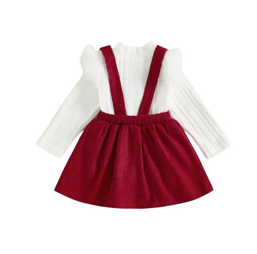 The Ramona - Baby Girls' 2-Piece Outfit Set – Long Sleeve Top and Sleeveless Dress, Solid Color Toddler Girl Clothing