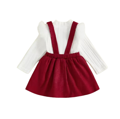 The Ramona - Baby Girls' 2-Piece Outfit Set – Long Sleeve Top and Sleeveless Dress, Solid Color Toddler Girl Clothing