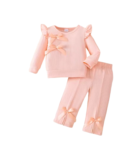 The Laurel - Girls' Princess Outfit with 3D Butterfly Bow – Pleated Textured Dress, Soft Lightweight Kids Clothing