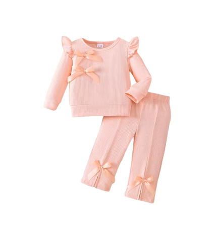 The Laurel - Girls' Princess Outfit with 3D Butterfly Bow – Pleated Textured Dress, Soft Lightweight Kids Clothing