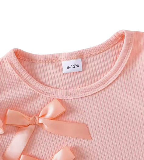 The Laurel - Girls' Princess Outfit with 3D Butterfly Bow – Pleated Textured Dress, Soft Lightweight Kids Clothing